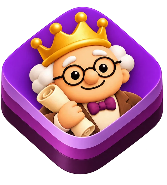 The BrainScroll app icon: Dr. Scroll in a gold crown